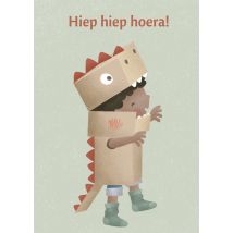 Little Dutch - Verjaardagskaart - Dinosaurus kostuum