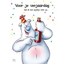Doodles - Verjaardagskaart - ijsbeer - wijntje