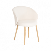 Mobitec :: Krzesło tapicerowane Neo C02 białe z podłokietnikami na drewnianych nogach szer. 59 cm