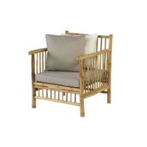 Exotan :: Fotel ogrodowy drewniany Bamboo z szarymi poduszkami szer. 72 cm