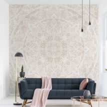 Mustertapete Mandala Aquarell Ornament beige