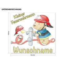 Wunschtext-Wandtattoo Kinderzimmer Steinbeck - Kleiner Feuerwehrmann und Ente