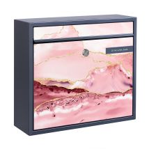 Briefkasten mit eigenem Text Abstrakte Berge Rosa mit Goldenen Linien