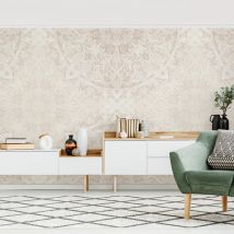Mustertapete Mandala Aquarell Ornament Muster beige