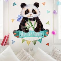 Wunschtext-Wandtattoo Kinderzimmer Pandabär Aquarell mit Wunschtext