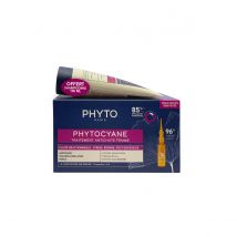 PHYTOCYANE Set Antichute Réactionnelle Femme 12 fioles x 5ml + 1 shampooing 100ml - Chute réactionnelle - Post-partum, stress, régime | Phyto