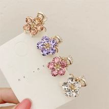 Small Bangs Catch Clip 2021 New Crystal Flower Side Hairpin Net Red Mini Temperament Top Clip Hair Accessory
