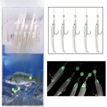 JYJ 1 Pack Luminous Bait Rigs Fishing Flasher Lures Eel Fishing Bait Rig Fish Skin Glow Bead Fishing Rigs with High Carbon Hook