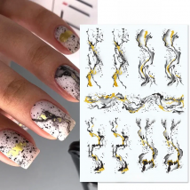 Harunouta Blooming Ink Marble 3D Nail Sticker Decals Leaves Heart Transfer Nail Sliders Abstract Geometric Line Nail Water Decal