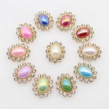 SKYE CIEL 10Pcs 19*23mm Alloy Oval Pearl DIY Jewelry Accessories For Alloy Handmade Wedding Design Jewelry Accessories And Parts