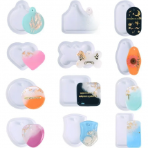 DIY Crystal Epoxy Silicone Mold Necklace Keychain Pendant Oval Round Shaped Bone Hanging Silicone Mold For Resin Jewelry Making