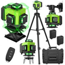 Poziomica laserowa 4D z 16 liniami, wyposażona w statyw, zielona linia, samopoziomująca, 360 stopni, pozioma i pionowa, zielona poziomica laserowa.