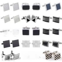 1Pair Classic Striped Square Cufflinks for Men Business Style Cufflinks Jewelry Accessories - Great for Personal or Gift Use