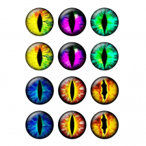 12pcs/lot 10mm To 25mm Glass Round Dragon Lizard Frog Vivid Eyes Cabochons for Necklace Pendant Jewelry Making Accessory T105