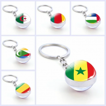 Africa National Flag Keychain  Nigeria South Africa Keyrings Crystal Ball Jewelry Fashion Double Side Glass Ball Men Women Gift
