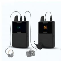 EYK EW-C100 Camera Mic Wireless Lavalier Microphone with Monitor Function UHF Wireless Lapel Mic for Smartphones DSLR Cameras
