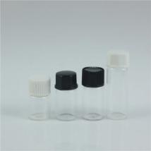 50pcs/lot 1ML 2ML 3ML 5ML Empty Sample Essential Oil Bottles Small Clear Glass Sample Vials with orifice reducer cap lids