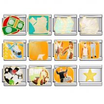 New Fashion Sport Helicopter Backpack Dollar Italian Charm Link 9mm Stainless Steel Bracelet Fit DIY Making Beads For Gifts