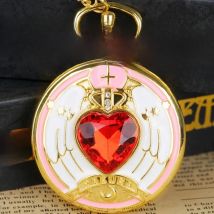 Red Sakura Animation Cosplay Pocket Watch FOB Chain Necklace Pocket Watches Gifts for Girls Ladie Souvenir