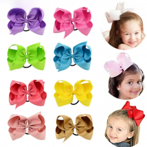 6 Inch Solid Color Hair Bows Hair Ties Boutique Elastic Hair Bands Kids Scrunchies Rubber Ponytail Holder Girls Hair Accessories