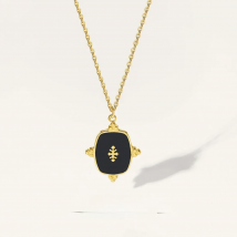 YACHAN 316L Stainless Steel Golden Chain Necklace for Woman Pendant Black Natural Stone Irregular Trendy Jewelry Necklaces