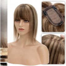 S-noilte 7x13cm Hair Toppers Human Hair Silk Base Hair Cilp 18 inch Natural Hair Wig 100% Human Hair Clip In Hairpiece Fake Hair