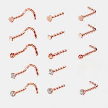 1pc Screw Curved Prong Nose Studs Rosegold Nose Rings Body Piercing jewelry Small Earrings For Women Gilrs Nostril Piercings