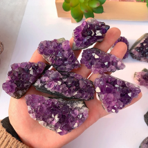 Runyangshi 1Pc High Quality Uruguay Amethyst Raw Stone Natural Amethyst Cluster Dark Purple Quartz Energy Decoration