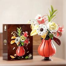 Creative Bouquet Building Blocks Set Model Flower Vase Decorative Rose Model DIY Kid Valentine's Day Toys Girl Christmas Gift