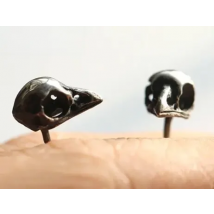 Bird Skull Earring Goth Wicca Cute Raven Canary Stud Occult Halloween Gothic Jewelry