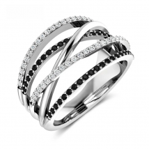 Kinel Hot Cross Twist Women Finger Rings With Black&White Natural Zircon Stone Micro Paved Trendy Rings Gift Fine Jewelry