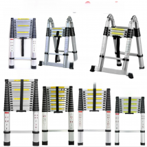 DayPlus 2.6M-5M Telescopic Ladder Sturdy Aluminum Telescoping Extension Ladder 330lb Max Load EN131