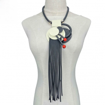 UKEBAY New Designer Handmade Luxury Necklace Women Vintage Jewelry Rubber Chain Wood jewellery Woman Statement Pendant Necklaces