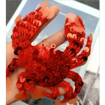 1Pcs Rhinestone crab Beaded Patch for Clothing Sewing on Beading Applique Shirt Shoes Bags Apparel DIY Decoration Patches