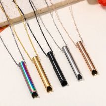 Stainless Steel Men Women Personalized Column Pendant Necklace Reduce Stress Meditation Hip Hop Relieve Anxiety Stress Couple