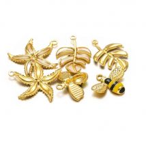 5pcs/lot Stainless Steels Gorgeous Bee Leaf Pendant Gold Starfish Necklace Charms for DIY Earrings Charm Jewelry Making Supplies