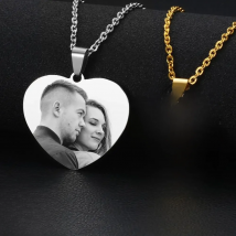Custom Photo Necklace for Women Heart Stainless Steel Pendant Personalized Engraved Picture Photos Name Lovers Christmas Gifts
