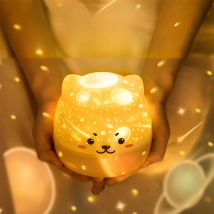 Cute Bear LED Night Lamp Starry Children Music Projector Lamp USB Rechargeable Rotate Light For Kids Bedside Bedroom Decoration