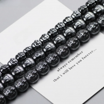 WLYeeS Special-shaped Hematite beads Lion Buddha head Maitreya Buddha Spacer Loose Bead for Religion Jewelry Bracelet Making DIY