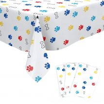10Guests Pet Dog Paw Disposable Tableware Colorful Puppy Paw Bone Plates Napkins Happy Birthday Party Decor Kids Dogs