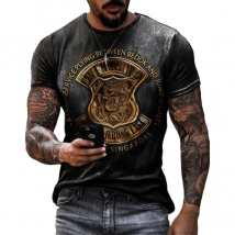 Summer Men's T Shirts Oversized Loose Clothes Vintage Short Sleeve Fashion America Route 66 Letters Printed O Collared T shirts