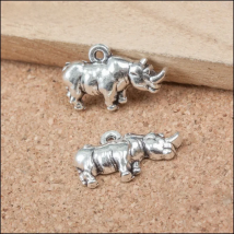 High Quality 20 Pieces/Lot 13mm*20mm Antique Silver Plated Animal Charms Small Rhinoceros Charm