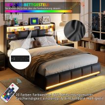Rosahqnda Struttura letto imbottita Letto per adulti Sollevatore idraulico Letto contenitore Illuminazione a LED Porta di ricarica