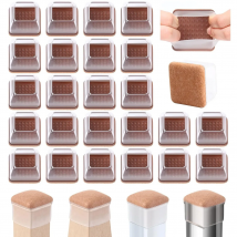 32PCS Table Chair Leg Floor Caps Cover Protectors Non Slip Square TPR Furniture Glides Feet Felt Pads Hardwood Floors Protector