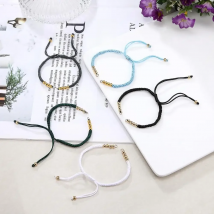 Simple And Popular DIY Pendante Semi Finished Handcrafted Woven Bracelets Gold Beads Jewelry Production Retro Style