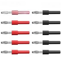 PEAKELECT P7022 10PCS 4mm Banana Plug to 4mm Socket Extension  Connectors For Speaker Test Probes Converter 30V 10A