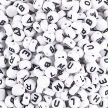 100pcs/Lot Oblate Acrylic Letters Beads Alphabet White Round Spacer Bead For Jewelry Making DIY Bracelet Necklace Handmade