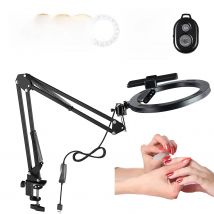 LED Selfie Soft Ring Light With Long Arm Phone Stand Holder Circle Fill Lighting Round Lamp Tripod Makeup Photography RingLight