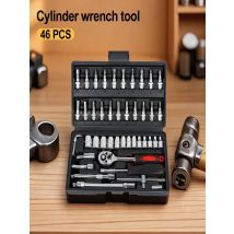 46pcs Ratchet Wrench Set 1/4 Ratchet Torque Wrench Combo Kit with Sockets Bit Hand Spanner Tool Car Repair Hardware Tool