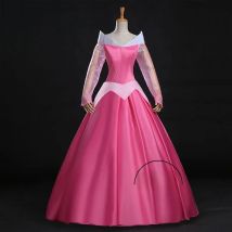 Top Quality ! Aurora Princess Cosplay Costume Pink Dress For adult Girl Women Halloween Party Costume Dress